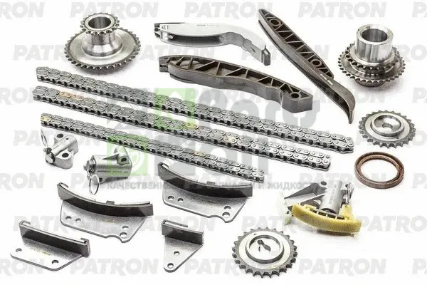 Комплект цепи ГРМ Цепь-3, Нат-3, Усп-7, Шест-4 KIA: SORENTO I 2.5 CRDi 02- Patron PTCK016