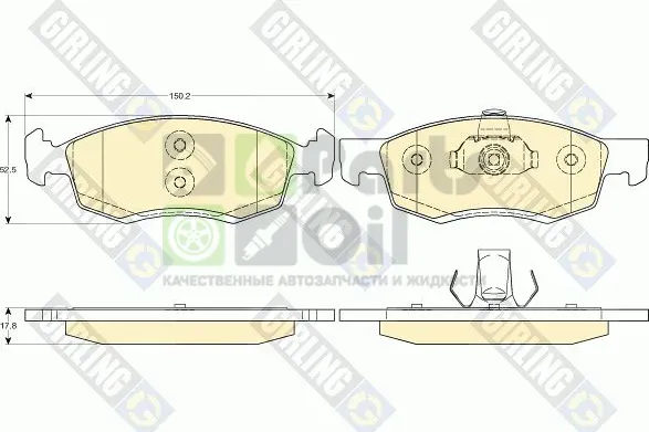 Тормозные колодки Girling передние для Dacia Logan II 2007-2024. Артикул 6117492