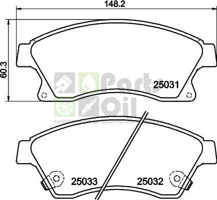 Тормозные колодки Hella NAO передние для Opel Astra J 2009-2017. Артикул 8DB 355 028-811