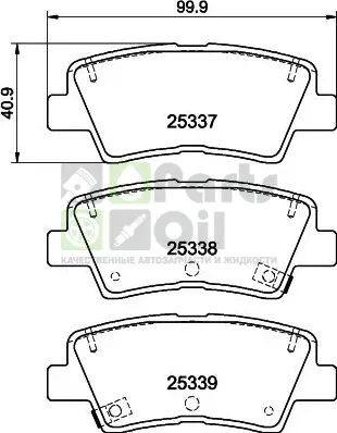 Тормозные колодки Hella NAO задние для Hyundai Elantra V MD 2010-2016. Артикул 8DB 355 028-871