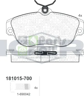 Тормозные колодки Icer передние для Volvo V90 I 1997-1998. Артикул 181015-700