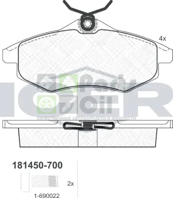 Тормозные колодки Icer передние для Citroen C3 I 2002-2009. Артикул 181450-700