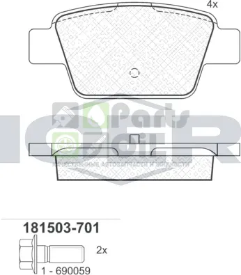 Тормозные колодки Icer задние для Lancia Delta III 844 2008-2014. Артикул 181503-701