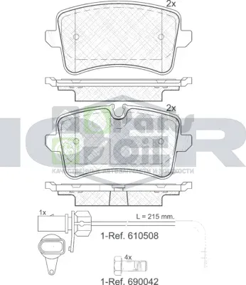 Тормозные колодки Icer задние для Audi A6 allroad III C7 2012-2018. Артикул 181986-203