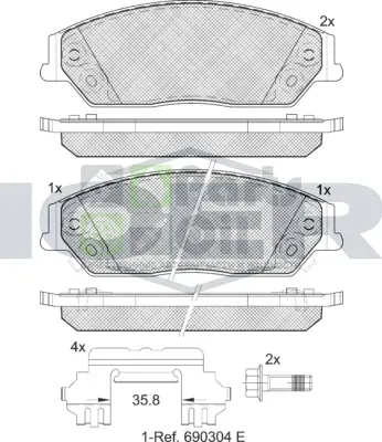 Тормозные колодки Icer передние для Geely Emgrand GT 2015-2024. Артикул 182077