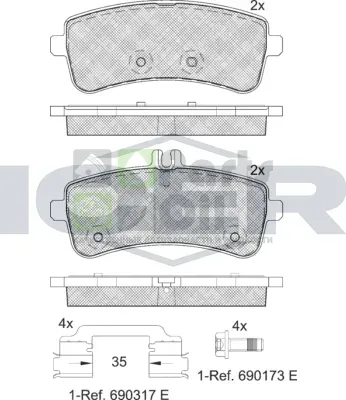 Тормозные колодки Icer задние для Mercedes-Benz E-Класс V W213, S213, C238 2017-2024. Артикул 182145