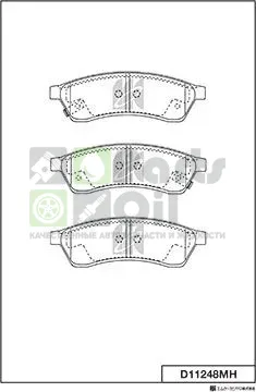 Тормозные колодки MK Kashiyama задние для Opel Mokka I 2012-2024. Артикул D11248MH