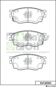 Тормозные колодки MK Kashiyama передние для Mazda 6 I GG 2002-2008. Артикул D3122MH