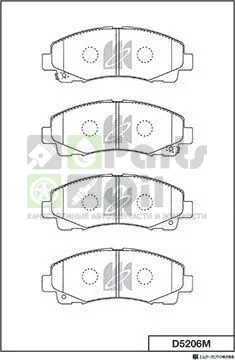 Тормозные колодки MK Kashiyama передние для Acura TL IV 2009-2014. Артикул D5206M