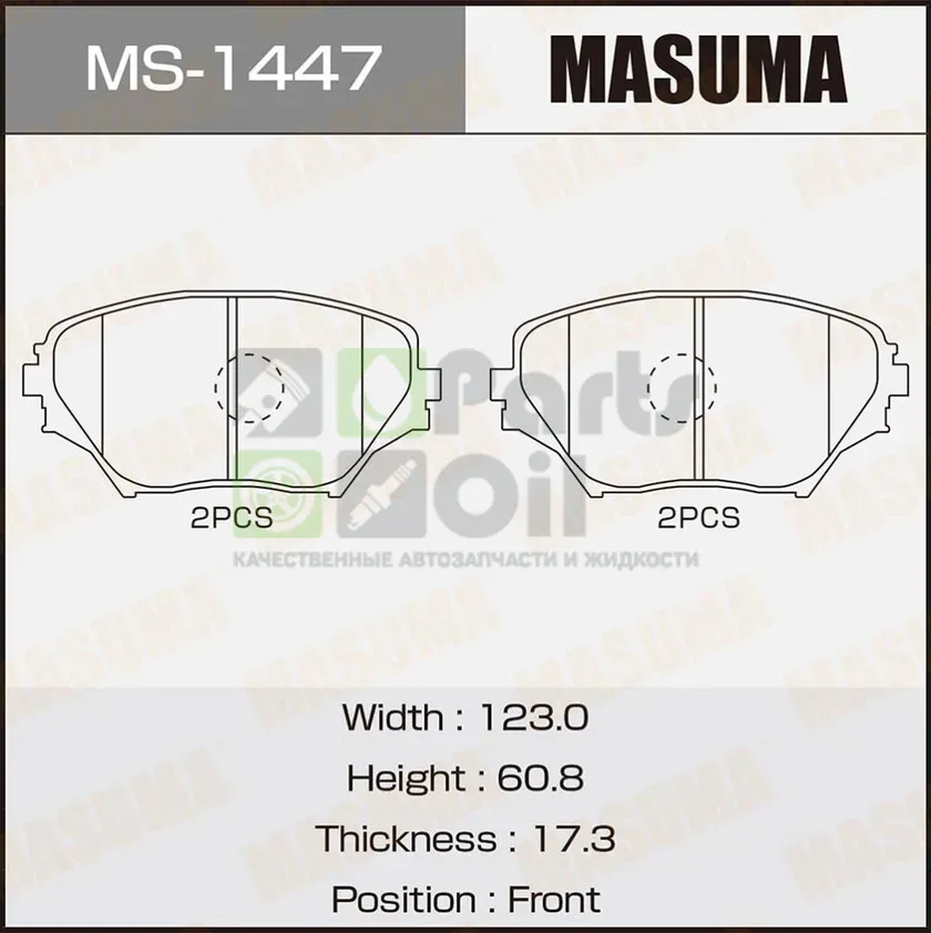 Тормозные колодки Masuma передние для Toyota RAV4 II XA20 2000-2005. Артикул MS-1447