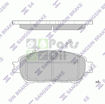 Тормозные колодки Sangsin Hi-Q передние для Toyota Sienna II 2003-2006. Артикул SP1372