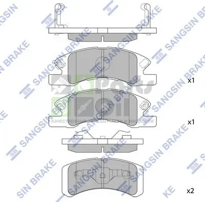 Тормозные колодки Sangsin Hi-Q передние для Daihatsu Trevis 2006-2011. Артикул SP1611
