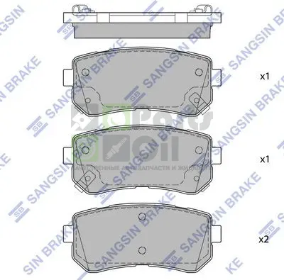 Тормозные колодки Sangsin Hi-Q задние для Hyundai Solaris I 2010-2017. Артикул SP1684