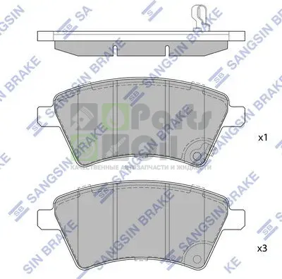 Тормозные колодки Sangsin Hi-Q передние для Fiat Sedici 2006-2014. Артикул SP1751