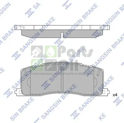 Тормозные колодки Sangsin Hi-Q задние для Toyota Previa I XR10, XR20 1990-2000. Артикул SP2036