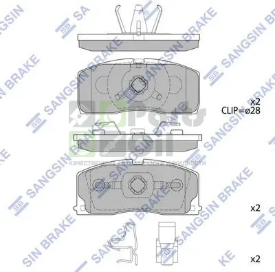Тормозные колодки Sangsin Hi-Q передние для Daihatsu Charade III 1988-1992. Артикул SP2154