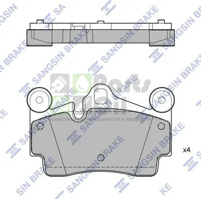 Тормозные колодки Sangsin Hi-Q задние для Porsche Cayenne I 955 2002-2010. Артикул SP2198