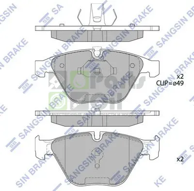 Тормозные колодки Sangsin Hi-Q передние для BMW 5 V E60E61 2001-2010. Артикул SP2210
