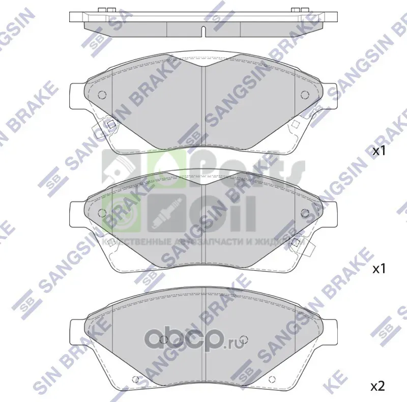 Тормозные колодки Sangsin Hi-Q передние для Cadillac SRX II 2009-2016. Артикул SP2251