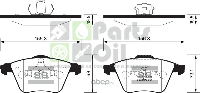 Тормозные колодки Sangsin Hi-Q передние для Volvo V70 II 2001-2008. Артикул SP2283