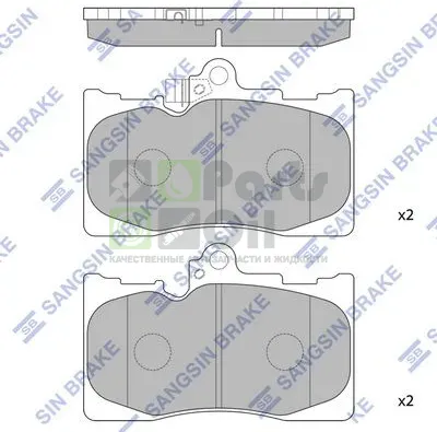 Тормозные колодки Sangsin Hi-Q передние для Lexus GS III 2005-2011. Артикул SP2302