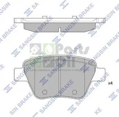 Тормозные колодки Sangsin Hi-Q задние для Volkswagen Golf VII 2011-2024. Артикул SP2314