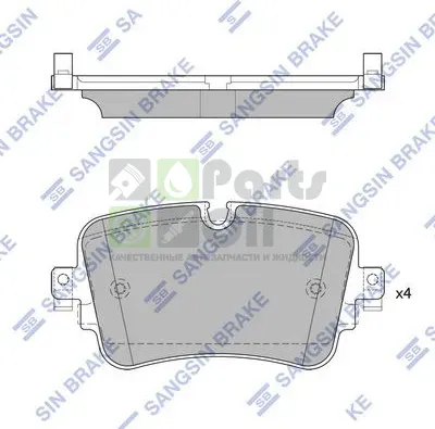 Тормозные колодки Sangsin Hi-Q задние для Audi A6 V C8 2018-2024. Артикул SP4109