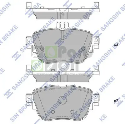 Тормозные колодки Sangsin Hi-Q задние для Mercedes-Benz CLS III C257 2018-2024. Артикул SP4155