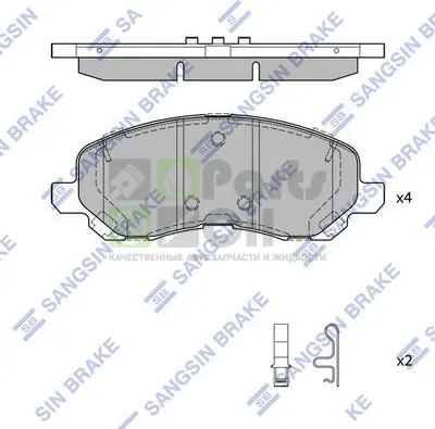 Тормозные колодки Sangsin Hi-Q передние для Mitsubishi Outlander XL 2006-2012. Артикул SP4277