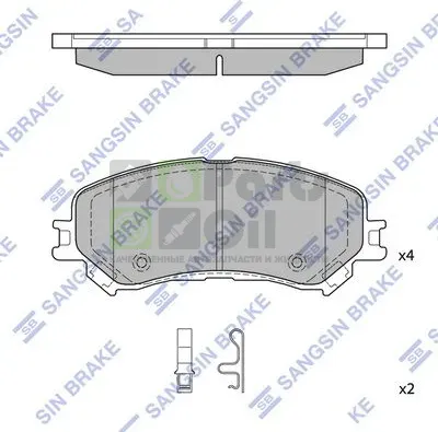 Тормозные колодки Sangsin Hi-Q передние для Renault Megane IV 2015-2024. Артикул SP4408