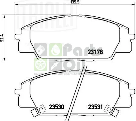 Тормозные колодки Trialli Low-Metallic передние для Honda Civic VII 2001-2005. Артикул PF 1040