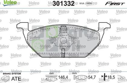 Тормозные колодки Valeo First передние для Skoda Roomster I 2010-2015. Артикул 301332