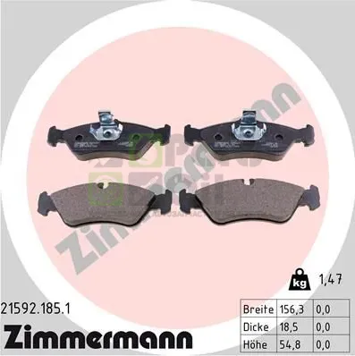 Тормозные колодки Zimmermann задние для Mercedes-Benz Sprinter 903 1995-2006. Артикул 21592.185.1