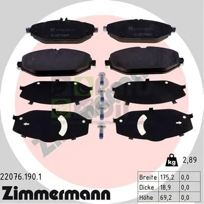 Тормозные колодки Zimmermann передние для Mercedes-Benz E-Класс V W213, S213, C238 2016-2024. Артикул 22076.190.1