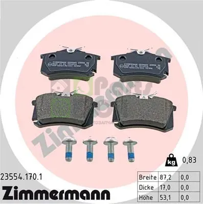 Тормозные колодки Zimmermann задние для Volkswagen Scirocco III 2008-2017. Артикул 23554.170.1