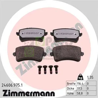 Тормозные колодки Zimmermann rd:z задние для Audi Q5 II FY 2016-2024. Артикул 24606.975.1