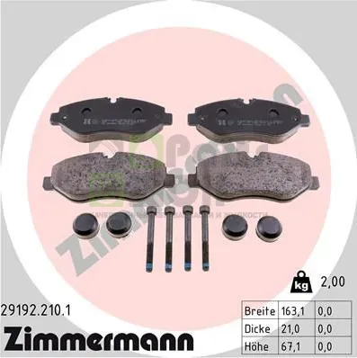 Тормозные колодки Zimmermann передние для Volkswagen Crafter I 2006-2016. Артикул 29192.210.1