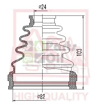 Пыльник шрус внутренний25x74x100 комплект без смазки Asva ASBT-INACA30