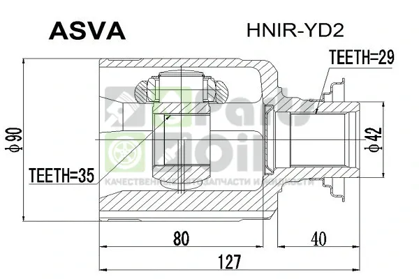 ШРУС ВНУТРЕННИЙ ПРАВЫЙ HONDA PILOT 29x35x42