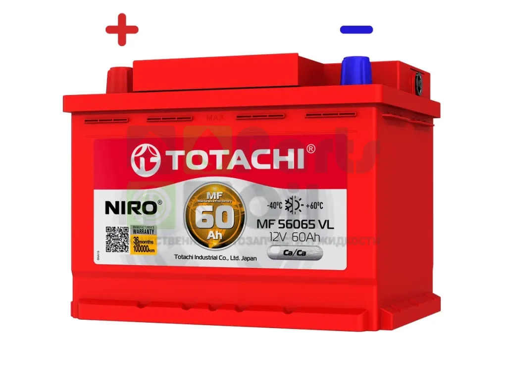 Аккумулятор легковой Totachi Niro 60 ач 540А Прямая полярность