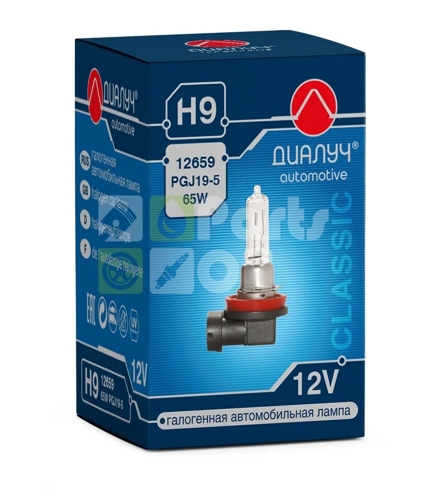 Лампа галогенная Диалуч Classic H9 12V 65W, 1