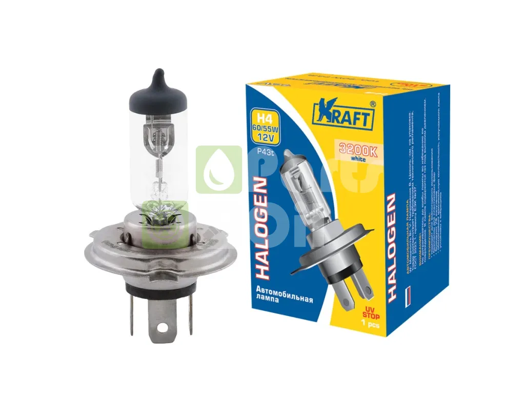 Лампа галогенная Kraft KT 700010 H4 12V 6055W, 1