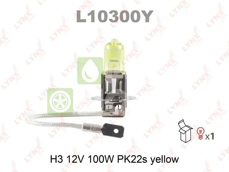 Лампа галогенная LYNXauto L10300Y H3 PK22s yellow 12В 100Вт 1 шт. шт