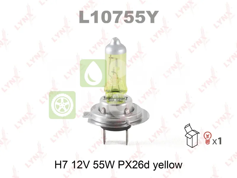 Лампа галогенная LYNXauto L10755Y H7 PX26d yellow 12В 55Вт 1 шт