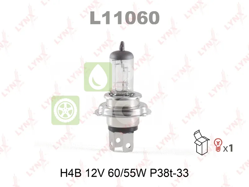 Лампа галогенная LYNXauto L11060 H4B P38t-33 12В 5560Вт 1 шт
