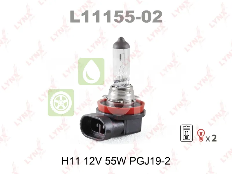 Лампа галогенная LYNXauto L11155 H11 PGJ19-2 12В 55Вт 1 шт