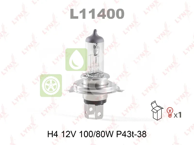 Лампа галогенная LYNXauto L11400 H4 P43t-38 12В 10080Вт 1 шт