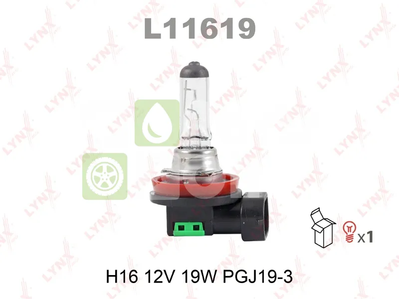 Лампа галогенная LYNXauto L11619 H16 PGJ19-3 12В 19Вт 1 шт