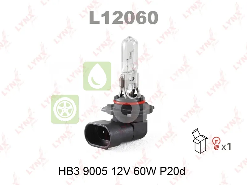 Лампа галогенная LYNXauto L12060 HB3 P20d 12В 55Вт 1 шт