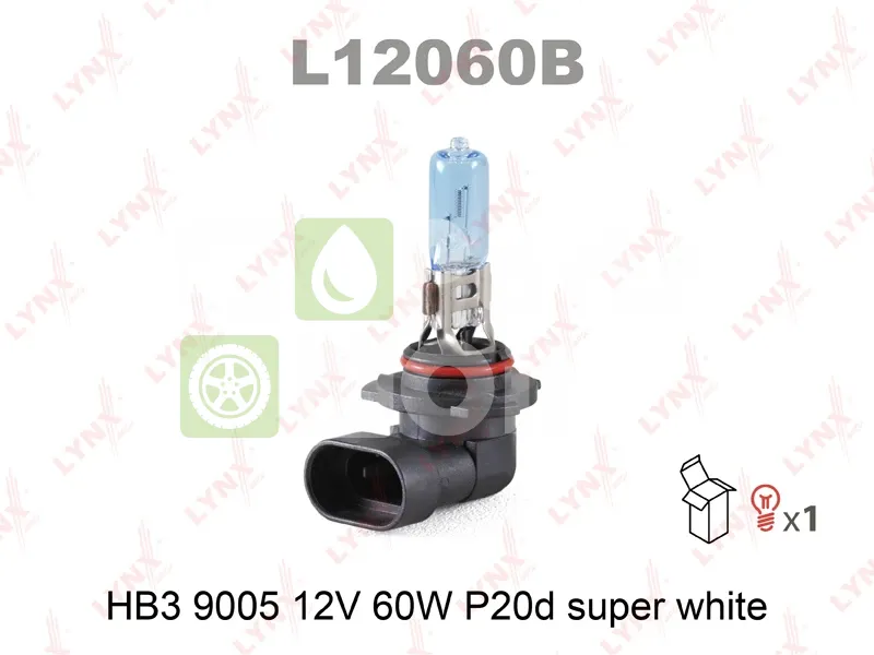 Лампа галогенная LYNXauto Super White HB39005 P20d 12В 60Вт 1 шт
